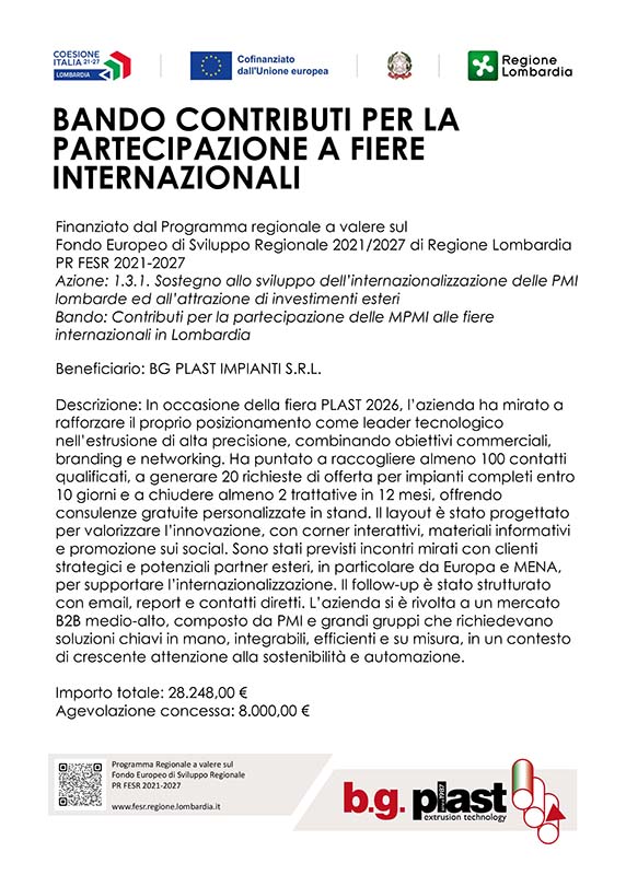 Bando contributi per la partecipazione a fiere